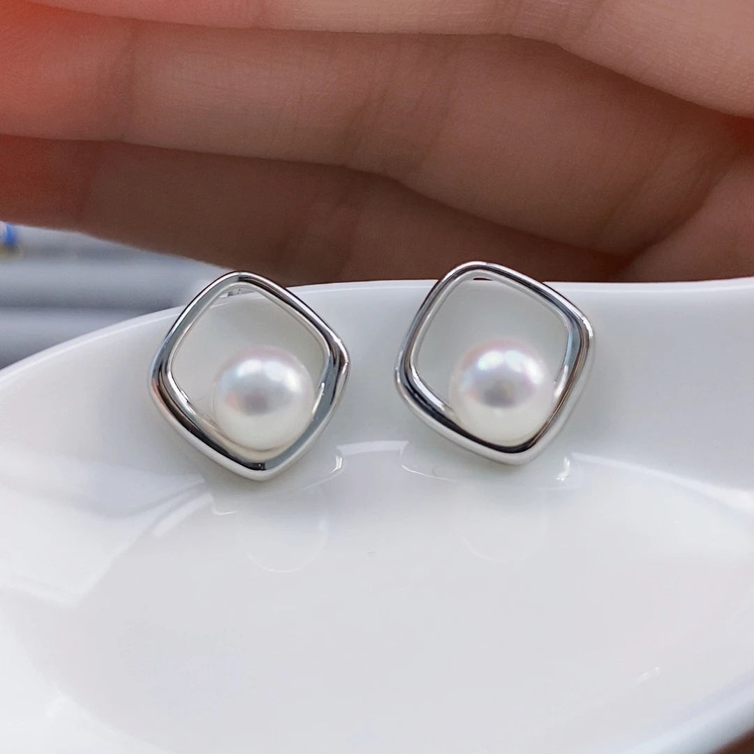 银S925镶嵌8A特价福利极光耳饰淡水珍珠