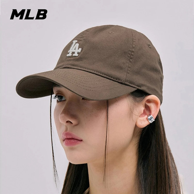 MLB韩国正品鸭舌帽男女帽25新款全封口咖色运动帽情侣帽遮阳帽子