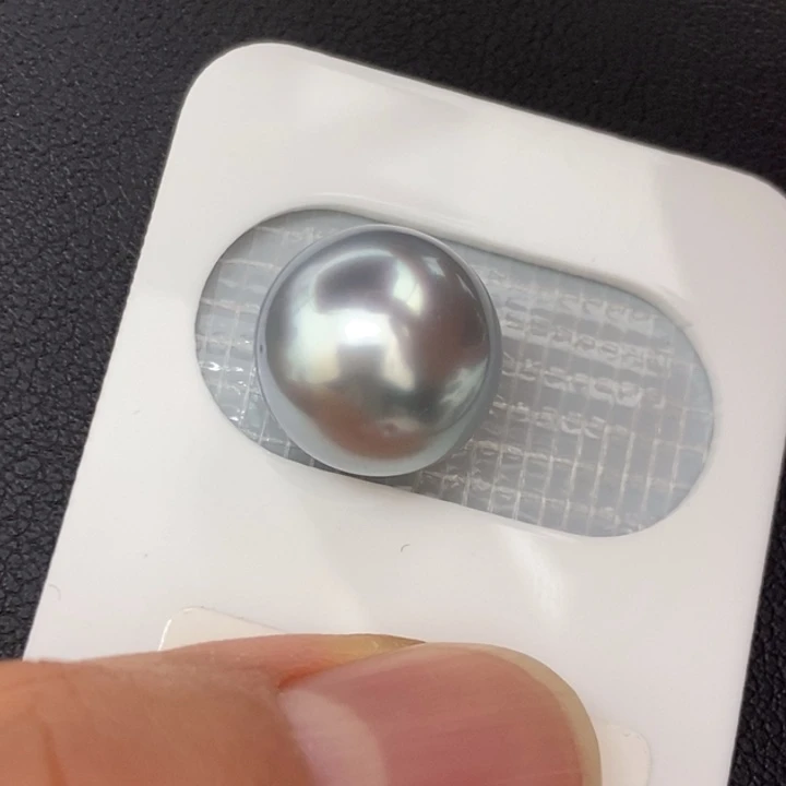 裸珠海水珍珠未镶嵌12.3mm正圆大溪地极光铂金灰