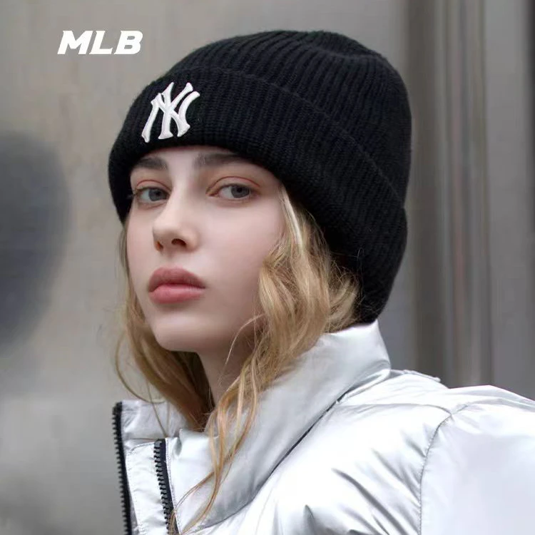 MLB韩国正品帽子2025新款冬季NY针织帽保暖毛线帽男女百搭LA冷帽