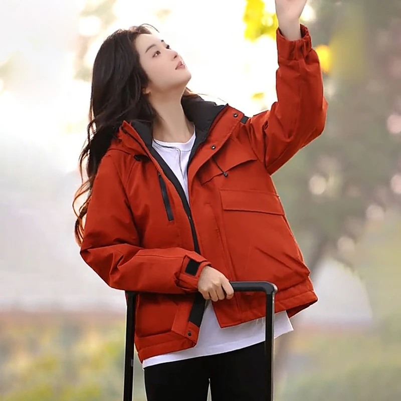 雅鹿短款外套女2025年新款加厚时尚宽松保暖连帽百搭羽绒棉服上衣