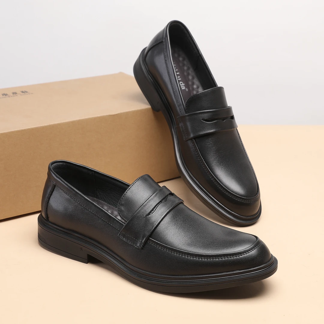 乐福鞋豆豆鞋男一脚蹬休闲时尚皮鞋新款男鞋皮鞋男款爆款真皮皮鞋