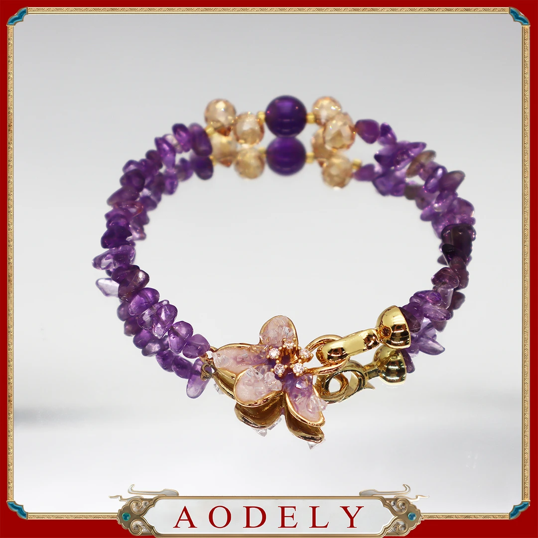 紫水鸢尾花★爆款原石水晶手工手链长18厘米S-335-多样性发一
