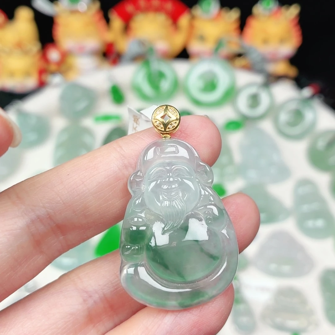 颈饰18K金镶嵌翡翠缅甸天然A货翡翠