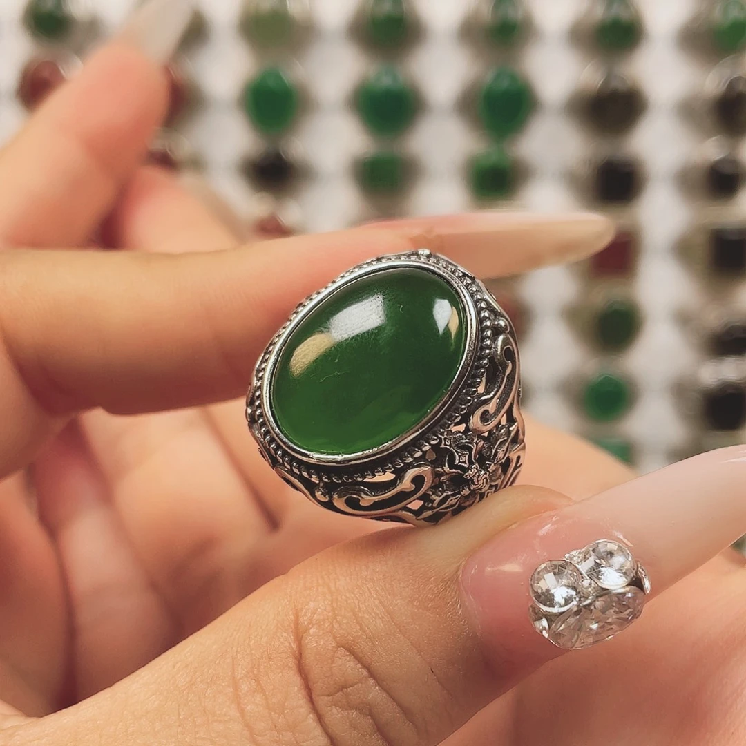 银S925镶嵌戒指和田玉