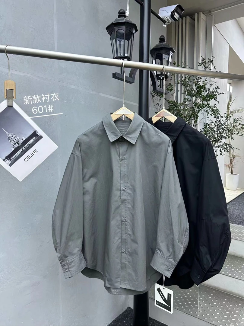 男士简约时尚长袖衬衫宽松休闲港风秋季潮流上衣