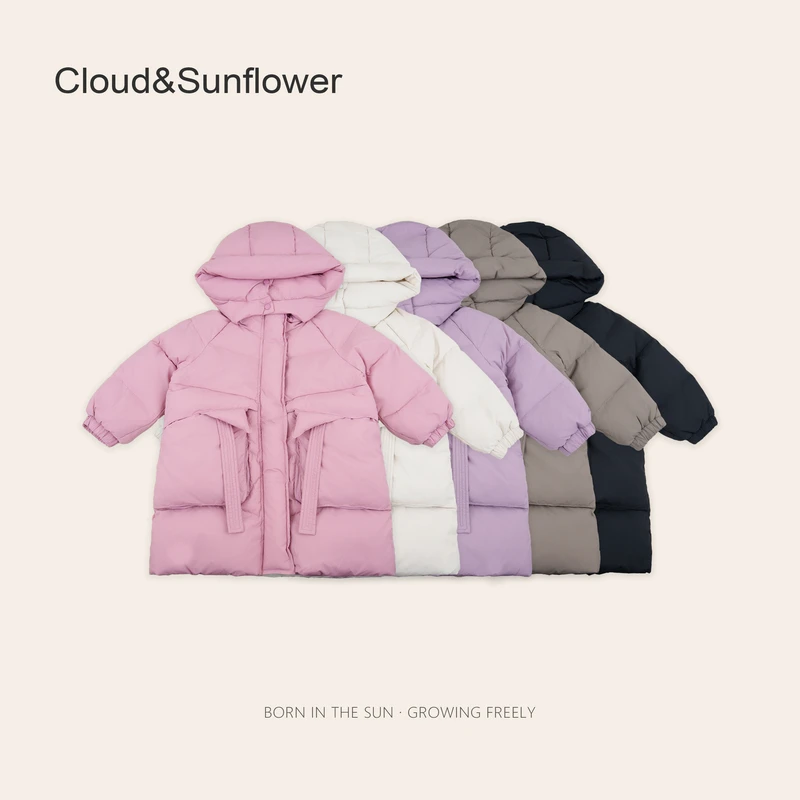 女童冬季束腰款连帽两粒扣百搭羽绒服(绒子含量90%)1228