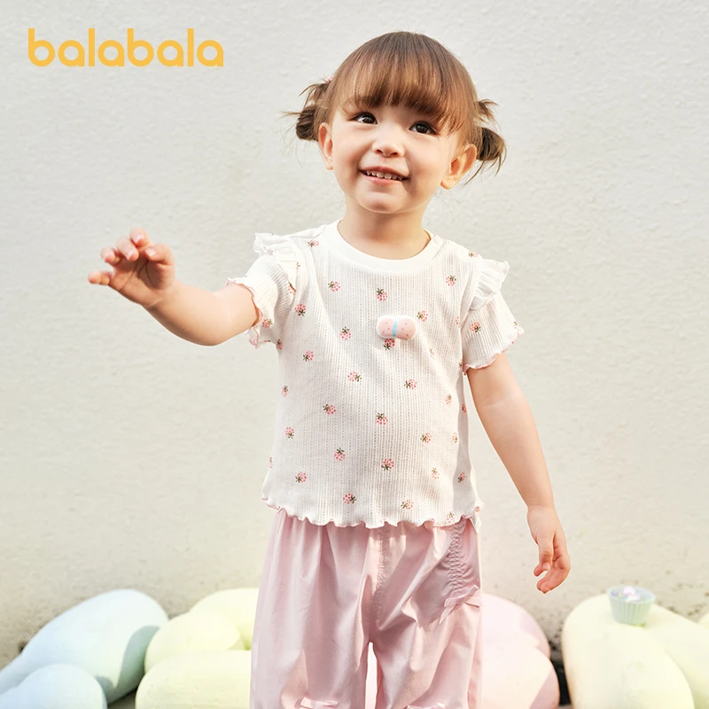 巴拉巴拉宝宝短袖t恤婴儿女童上衣2025新款夏装甜美精致洋气舒适