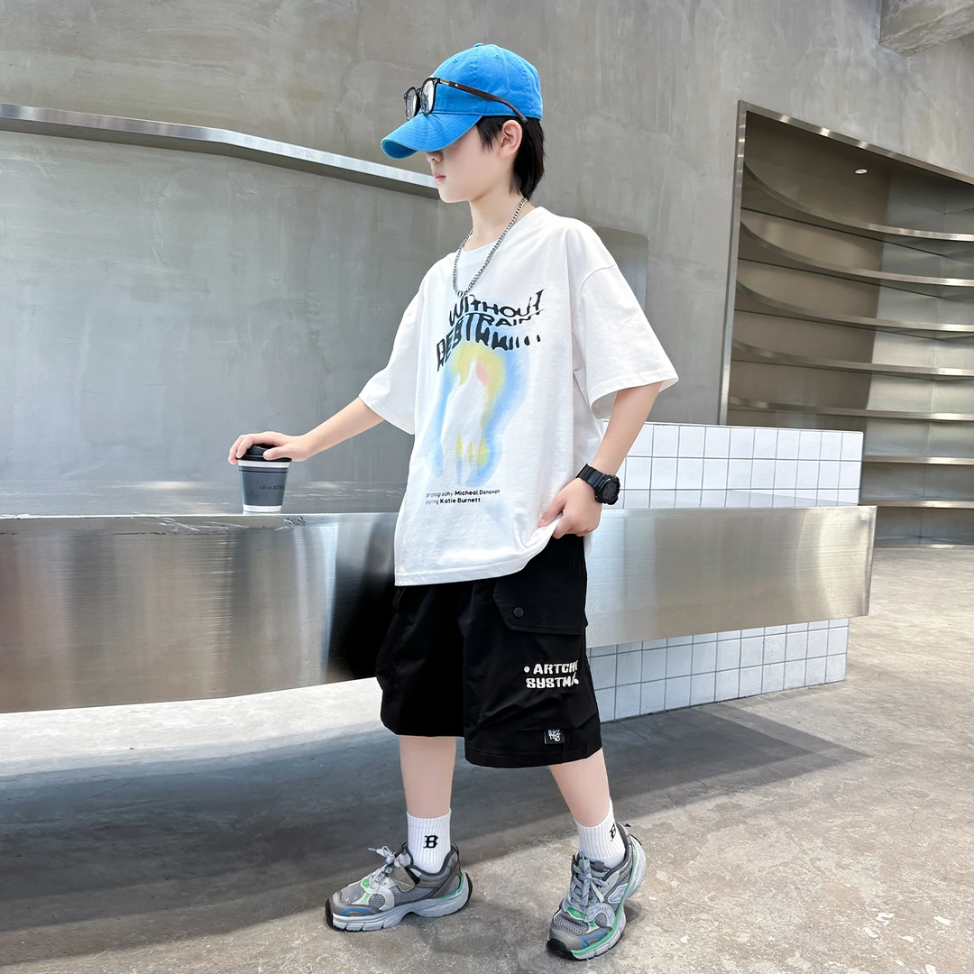 男童夏季短袖套装2025新款儿童韩版痞帅气时髦炸街洋气休闲夏装潮