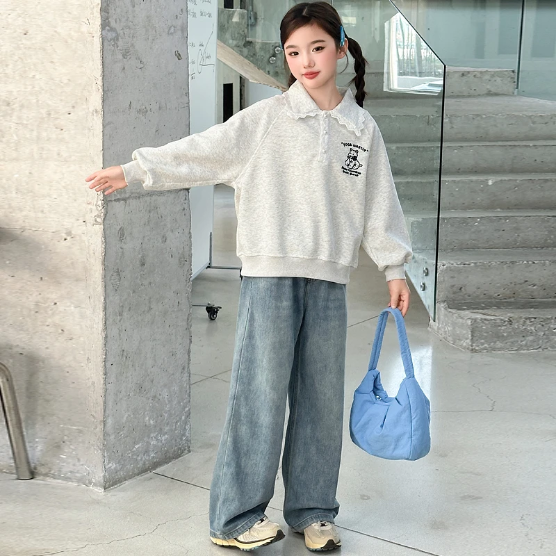 女童卫衣春款套装2025新款洋气大童宽松春季儿童上衣女孩春装衣服