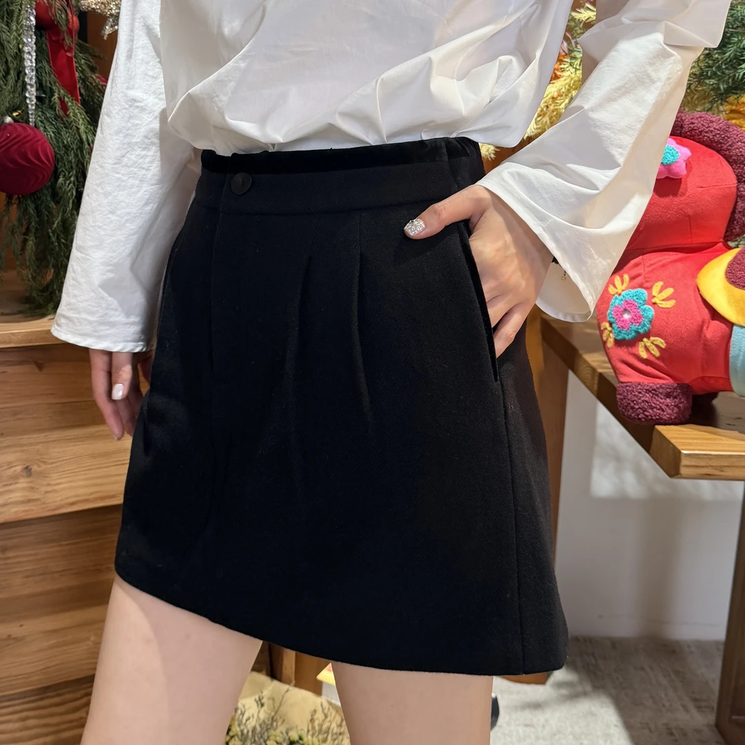 【墨苞】新中裳-深圳原创设计高定设计师款羊毛拼接丝绒边花苞裙