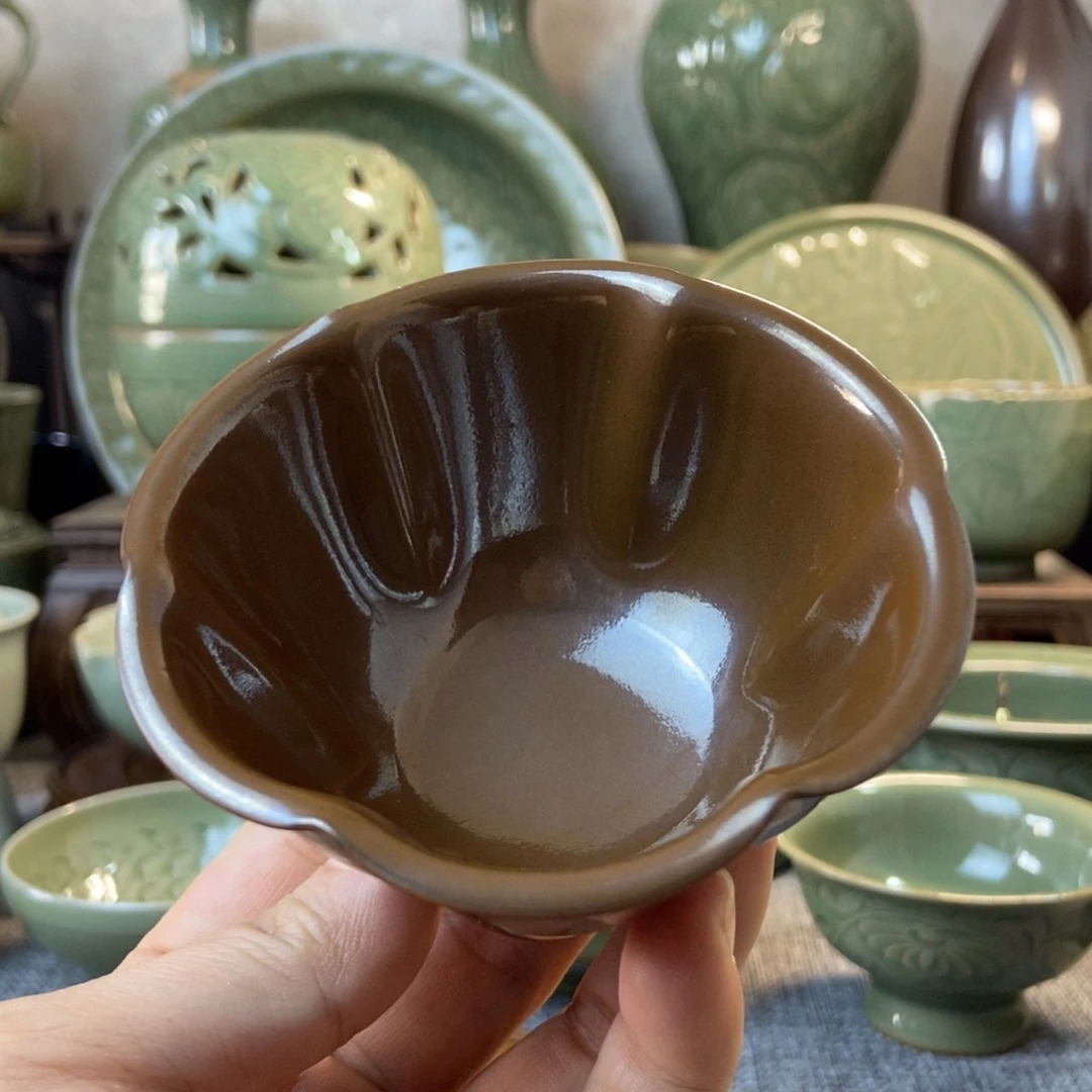 耀州窑福利款全手工花口杯