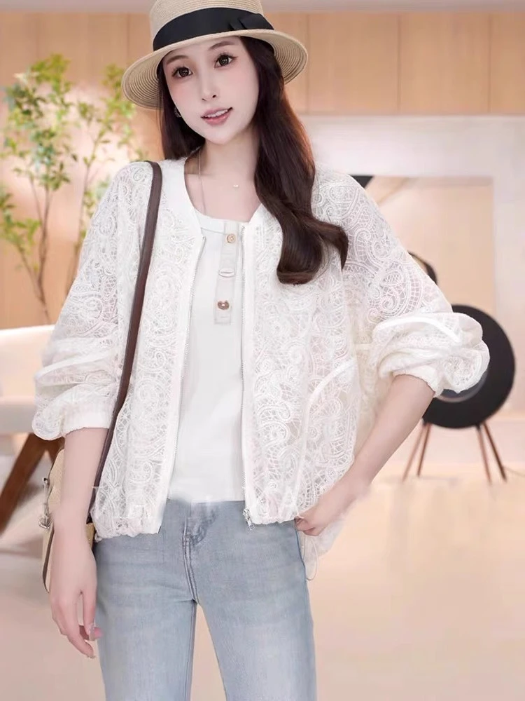 02354春季新款气质宽松设计感别致重工蕾丝外套