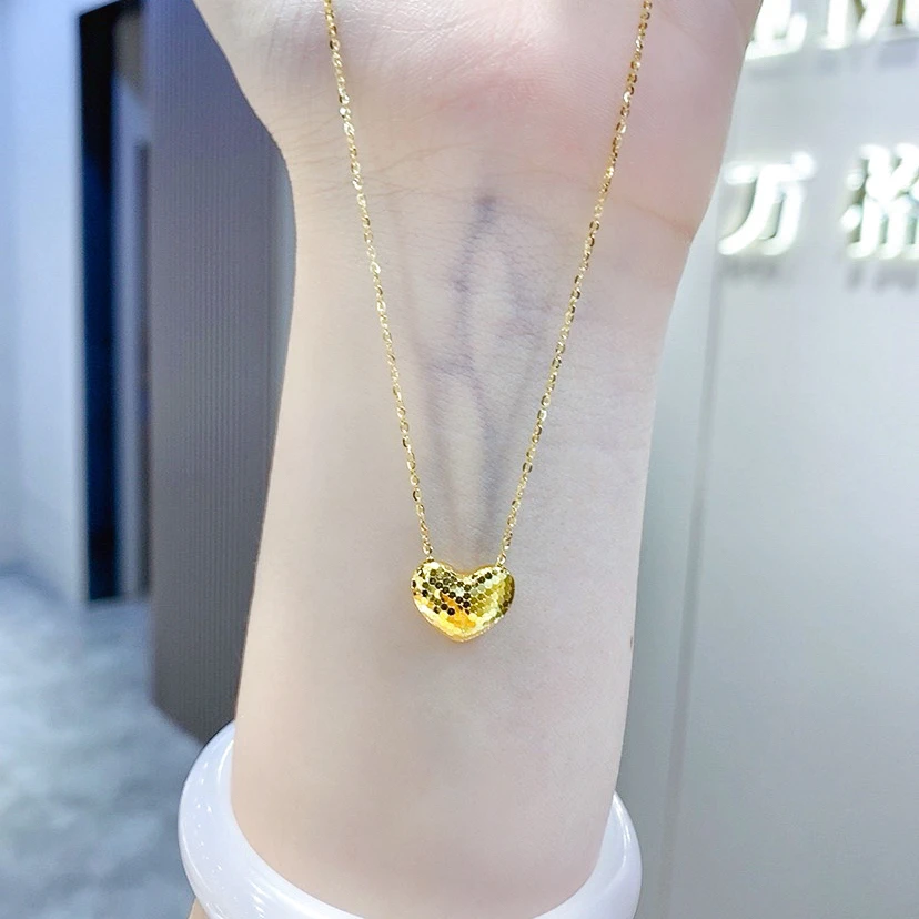 精品5G足金满天星系列亮闪闪蹦迪爱心项链00698