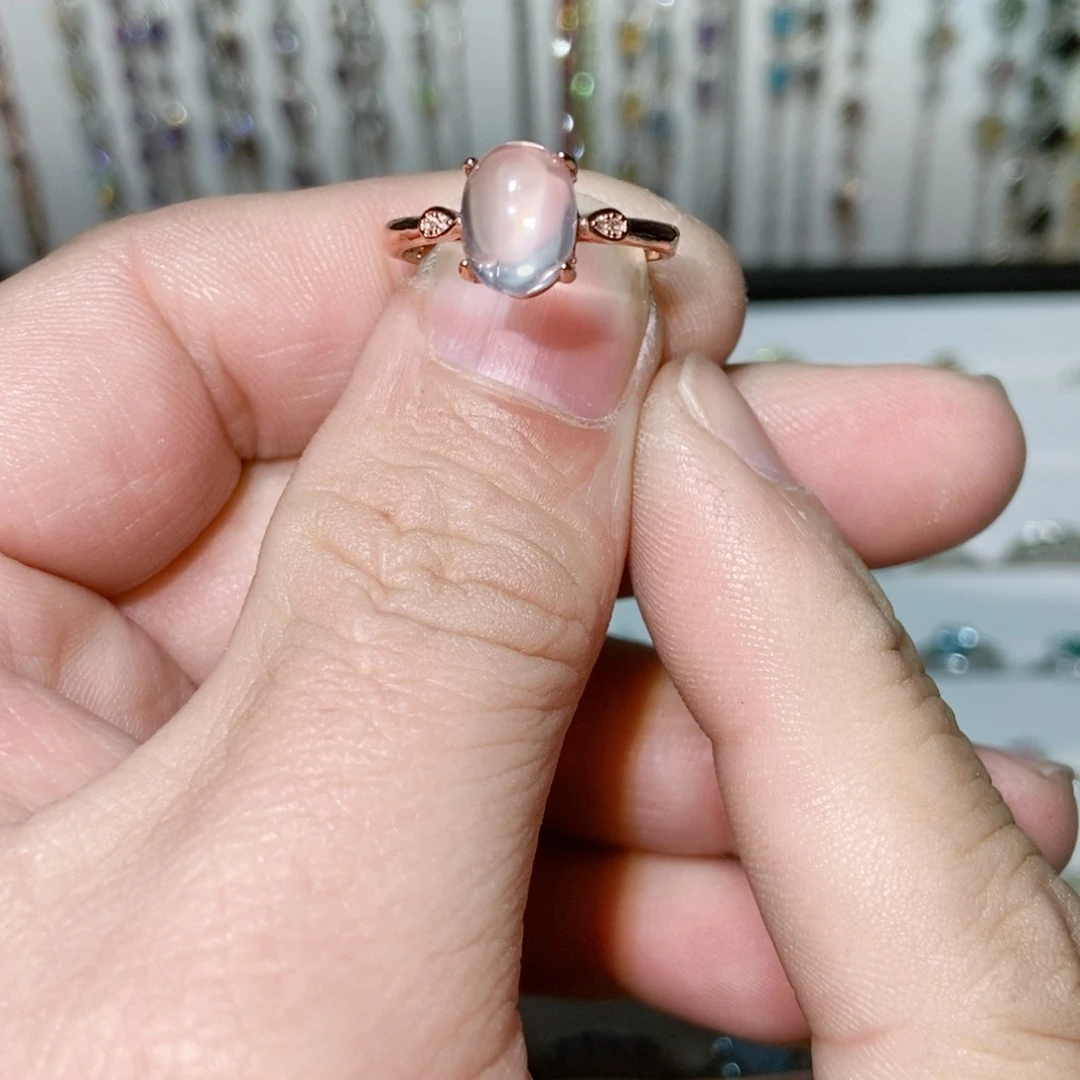 绿水晶戒指银S925镶嵌