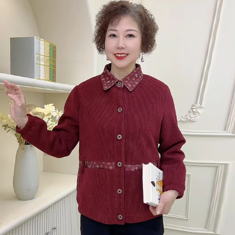 妈妈春装新款洋气外套2025阔太太高贵小衫婆婆衬衣秋中老年人女装