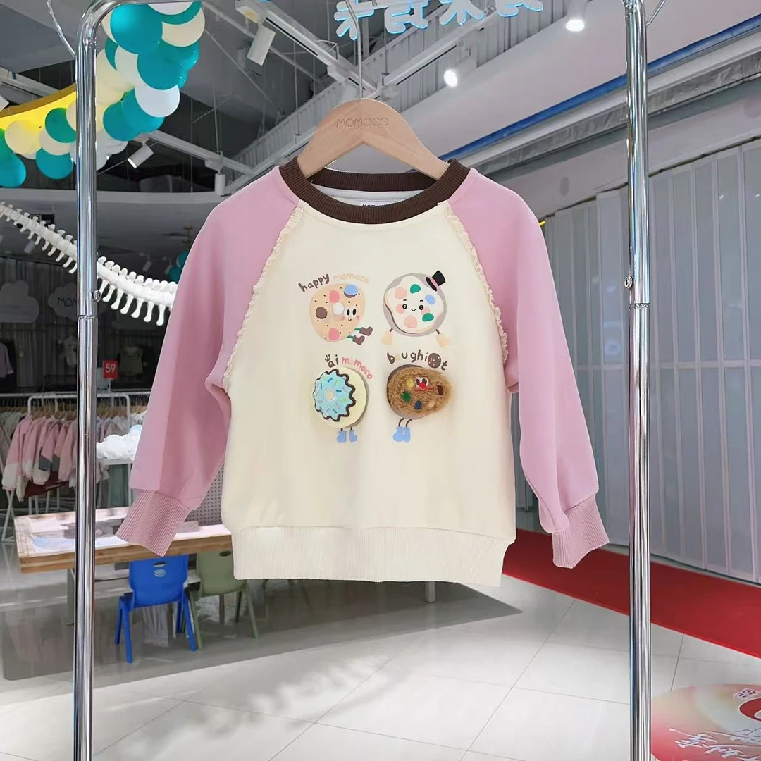 MOMOCO女童冬季儿童洋气卡通立体甜点插肩袖加绒卫衣77830232023
