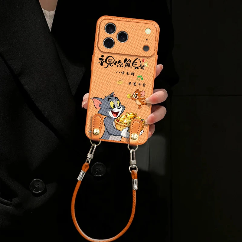 祝你发财适用苹果vivo华为oppo小米iPhone17金属漆橙十字纹手机壳