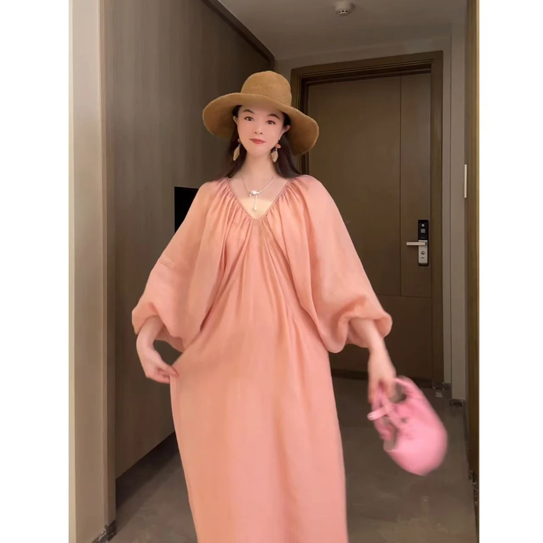 -高品质-夏季惊艳清冽苎麻天丝肌理短袖连衣裙