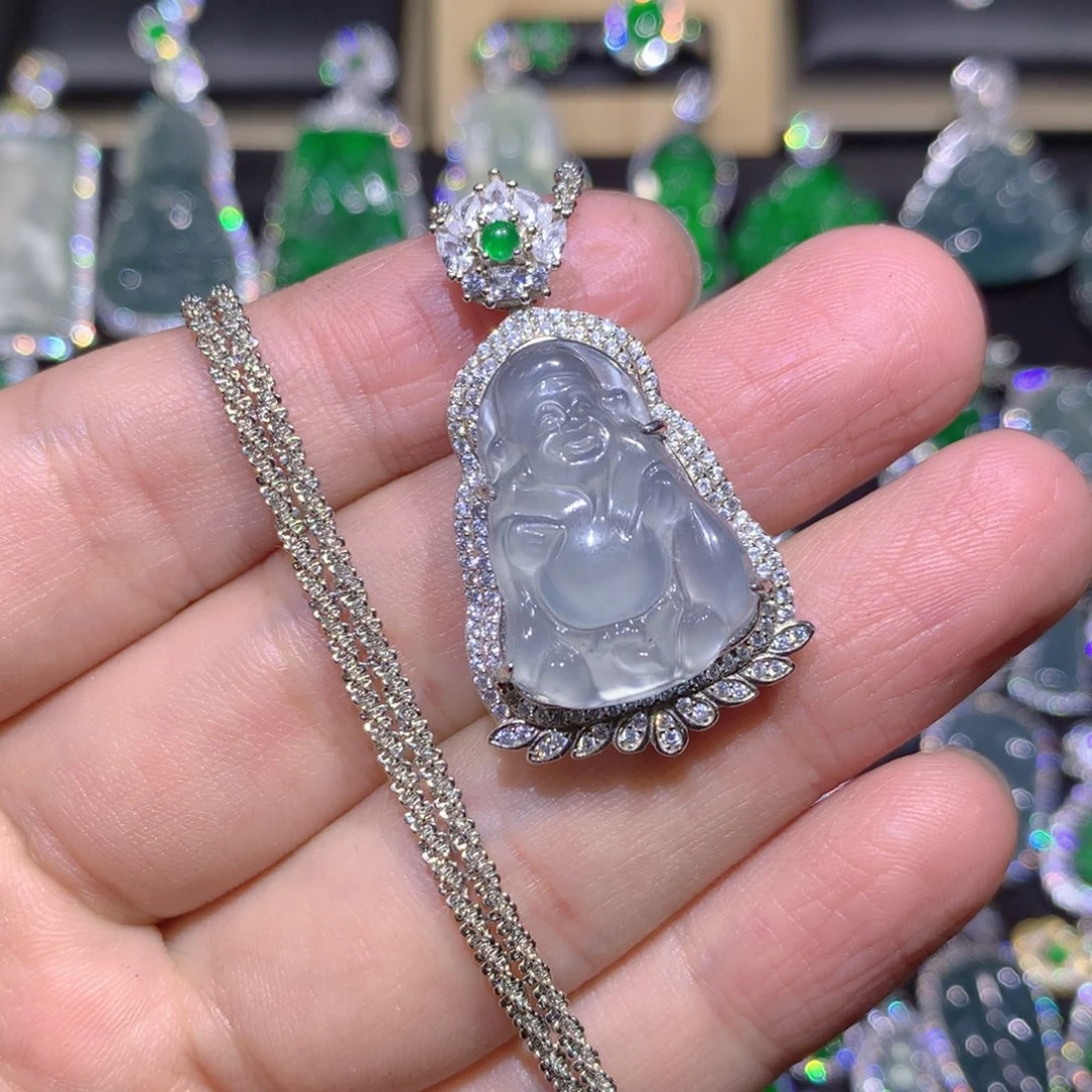 翡翠银S925镶嵌吊坠(赠链)