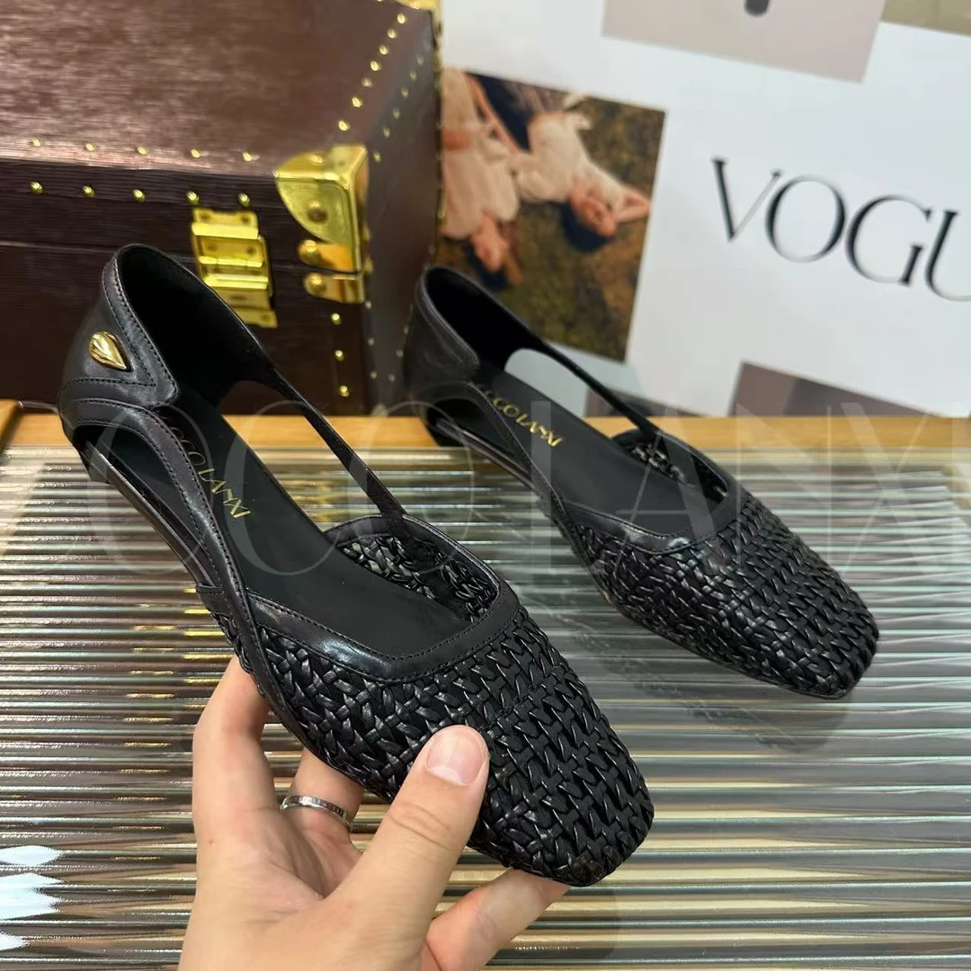 【若家】时尚休闲百搭黑色软底编织低跟气质编制鞋25DX321LX