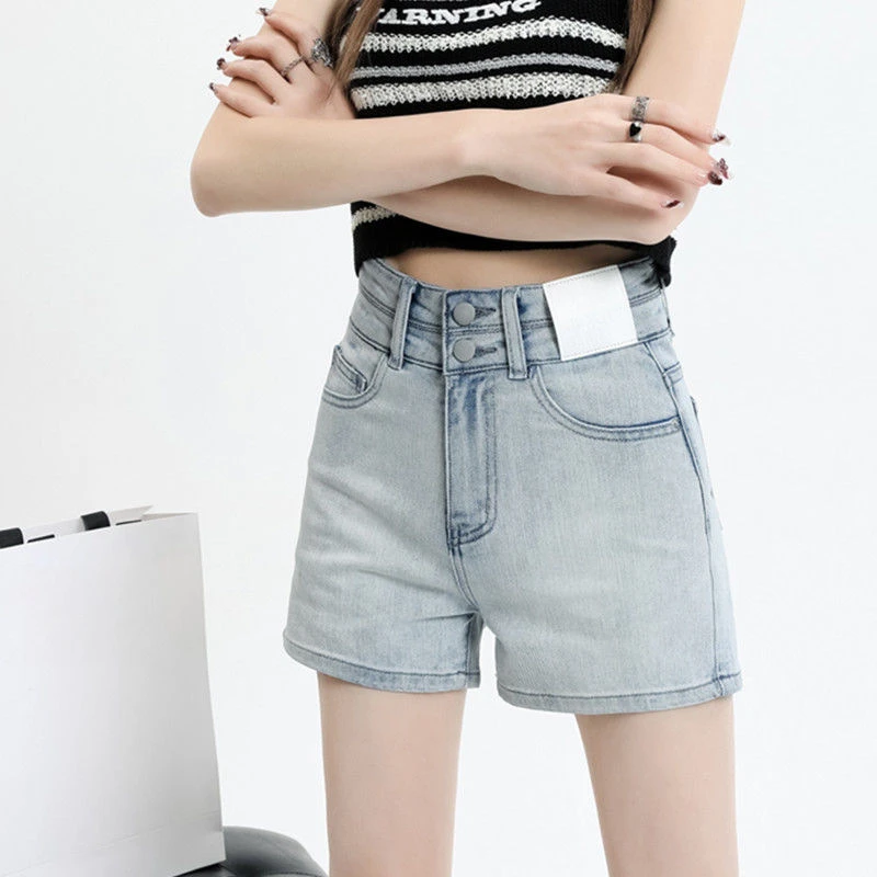 高腰阔腿裤女夏季显瘦宽松牛仔短裤外穿百搭时尚辣妹热裤潮