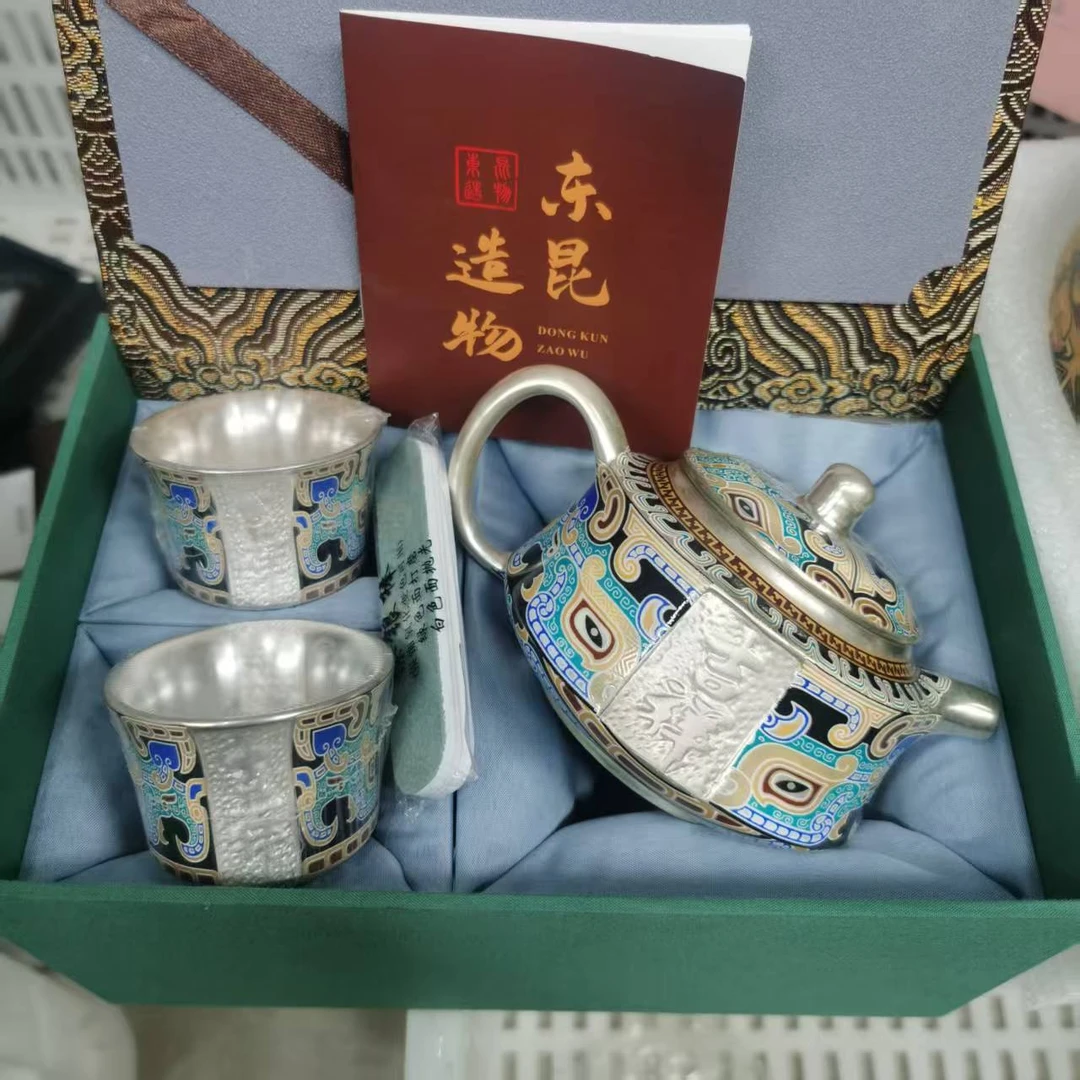 999银功夫茶具套装故宫文创手工银壶茶杯高档茶具1073