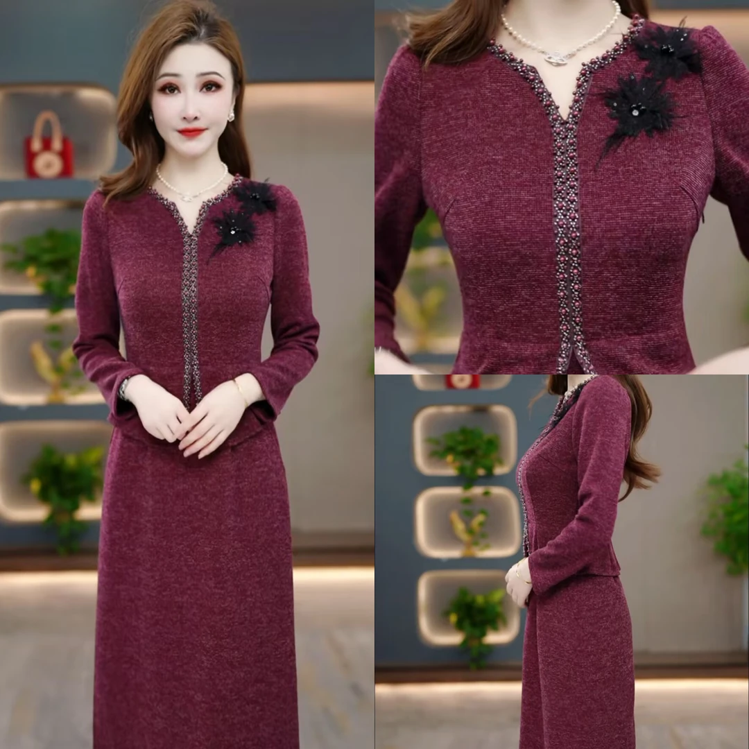 显瘦连衣裙2025秋冬新款气质时尚减龄修身收腰打底裙CY25Y3200款