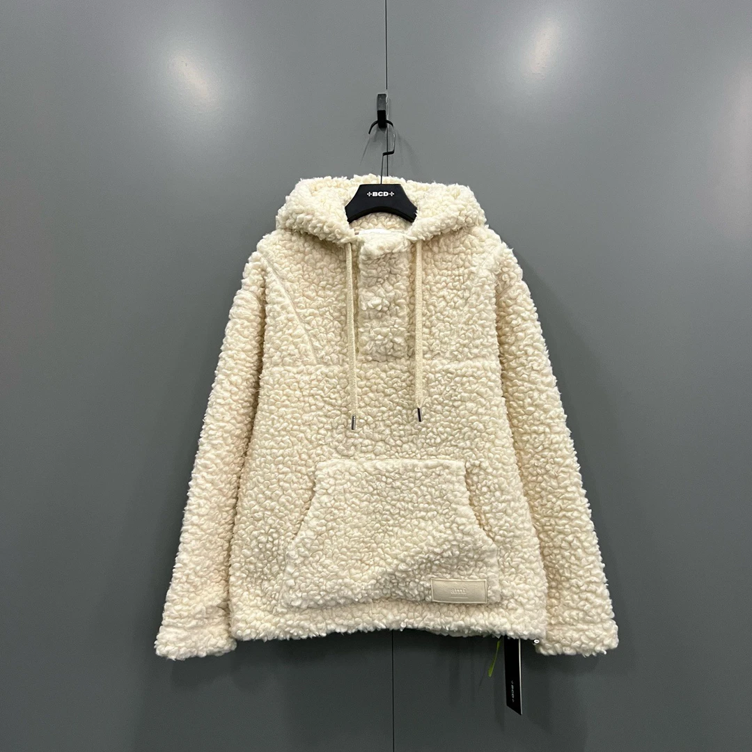95新 AMIPARIS AMIPARIS ami 米白色摇粒绒帽衫 S码/98新