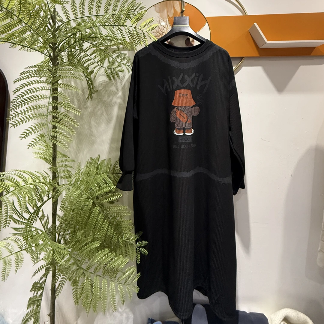 减龄连帽孕妇连衣裙长袖秋冬装显瘦弹力休闲慵懒风