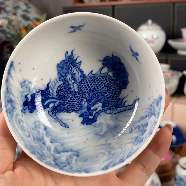 杯折葵非器麒麟踏浪卧足杯