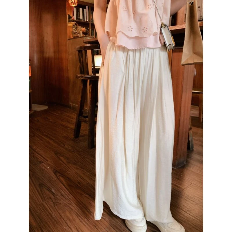 韩系宽松慵懒感百搭垂感高腰裙裤