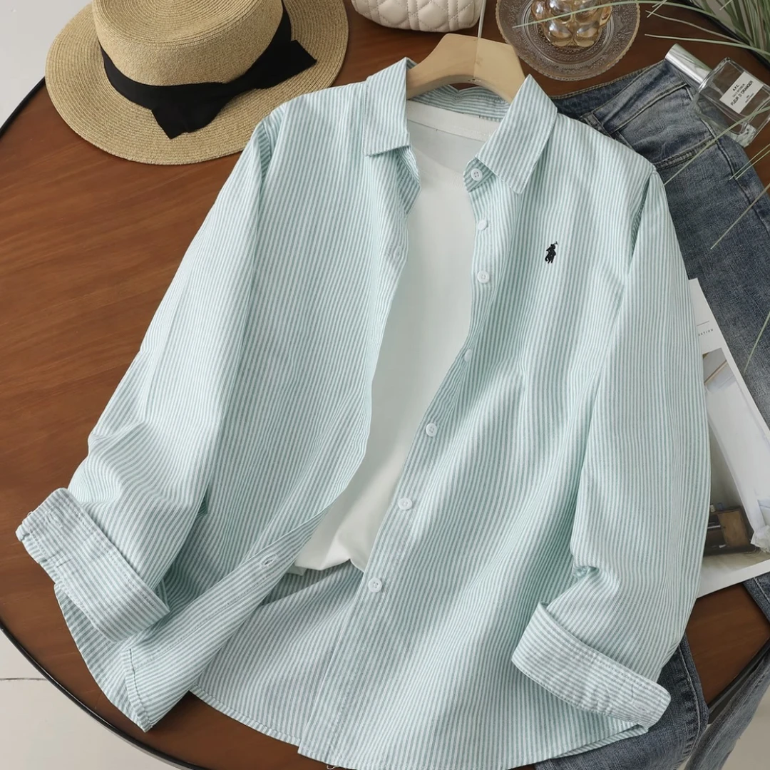 【有运险】纯棉！刺绣女装长袖衬衫女秋季新款韩版时尚衬衣百搭上衣