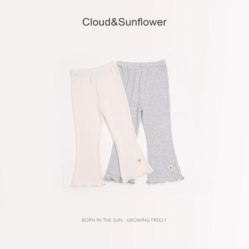 【云朵小葵】女童夏季裤脚小花纯色休闲打底裤（九分裤）038