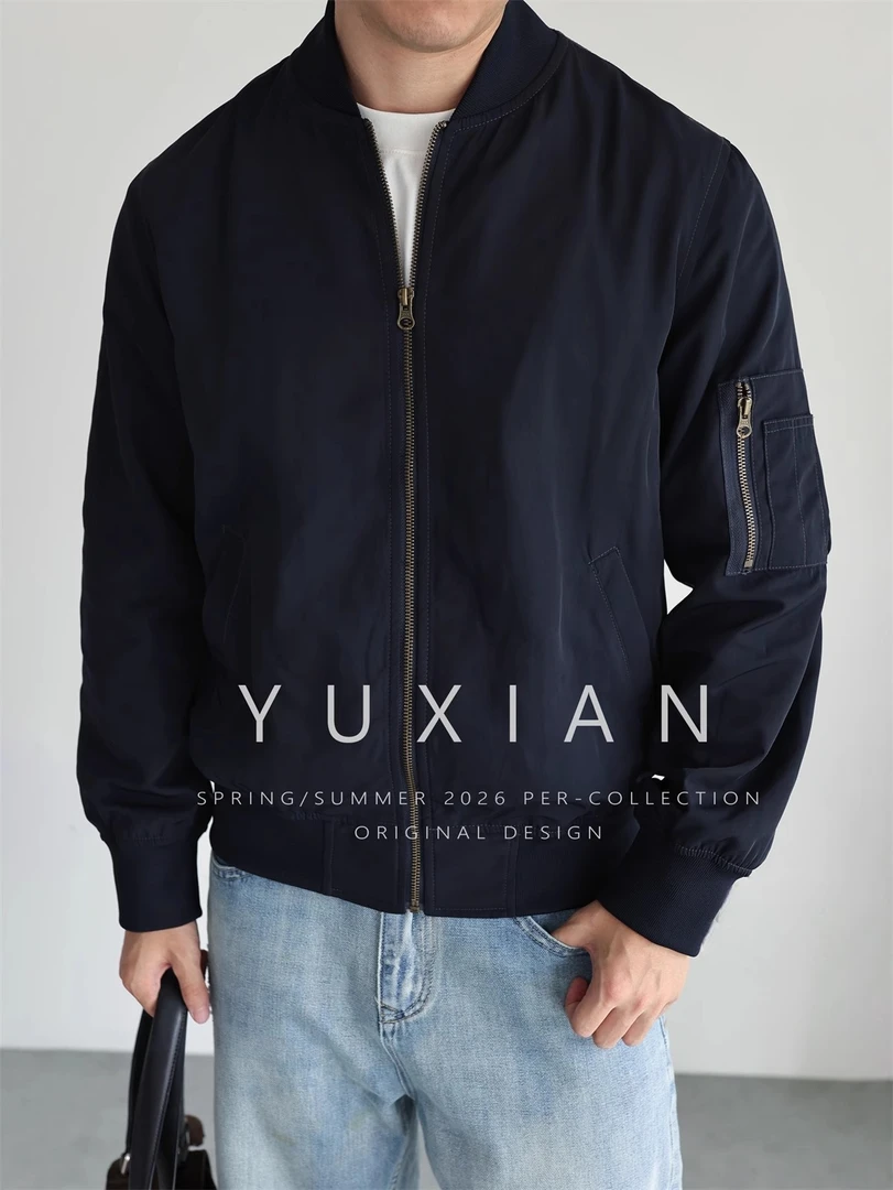 YUXIAN美式薄款MA1飞行员夹克复古棒球服拉链外套男士休闲春秋季