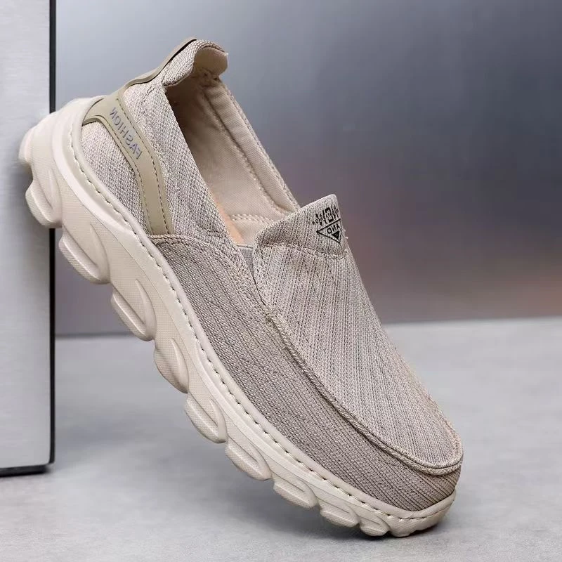 春秋新款老北京布鞋透气男单鞋肥款宽松厚底超轻爆款休闲帆布鞋