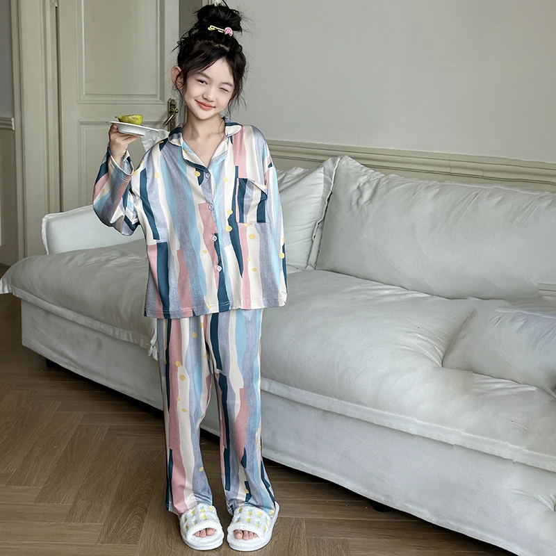 儿童睡衣春秋2024新款洋气大童女孩长袖居家套装女童秋季款家居服
