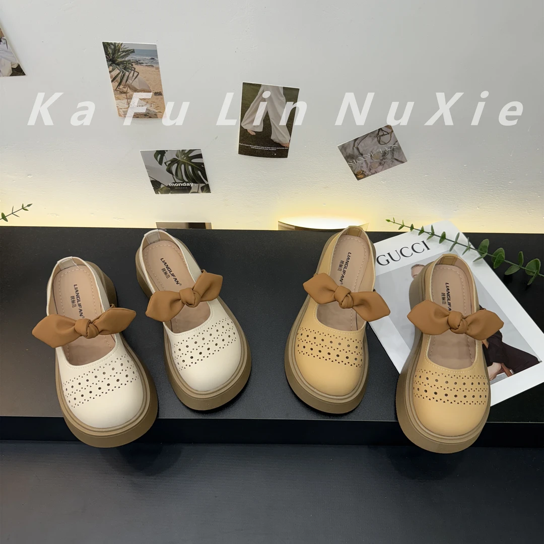 【卡芙琳shoes】法式蝴蝶结外穿2025夏季新款百搭厚底镂空包头拖鞋