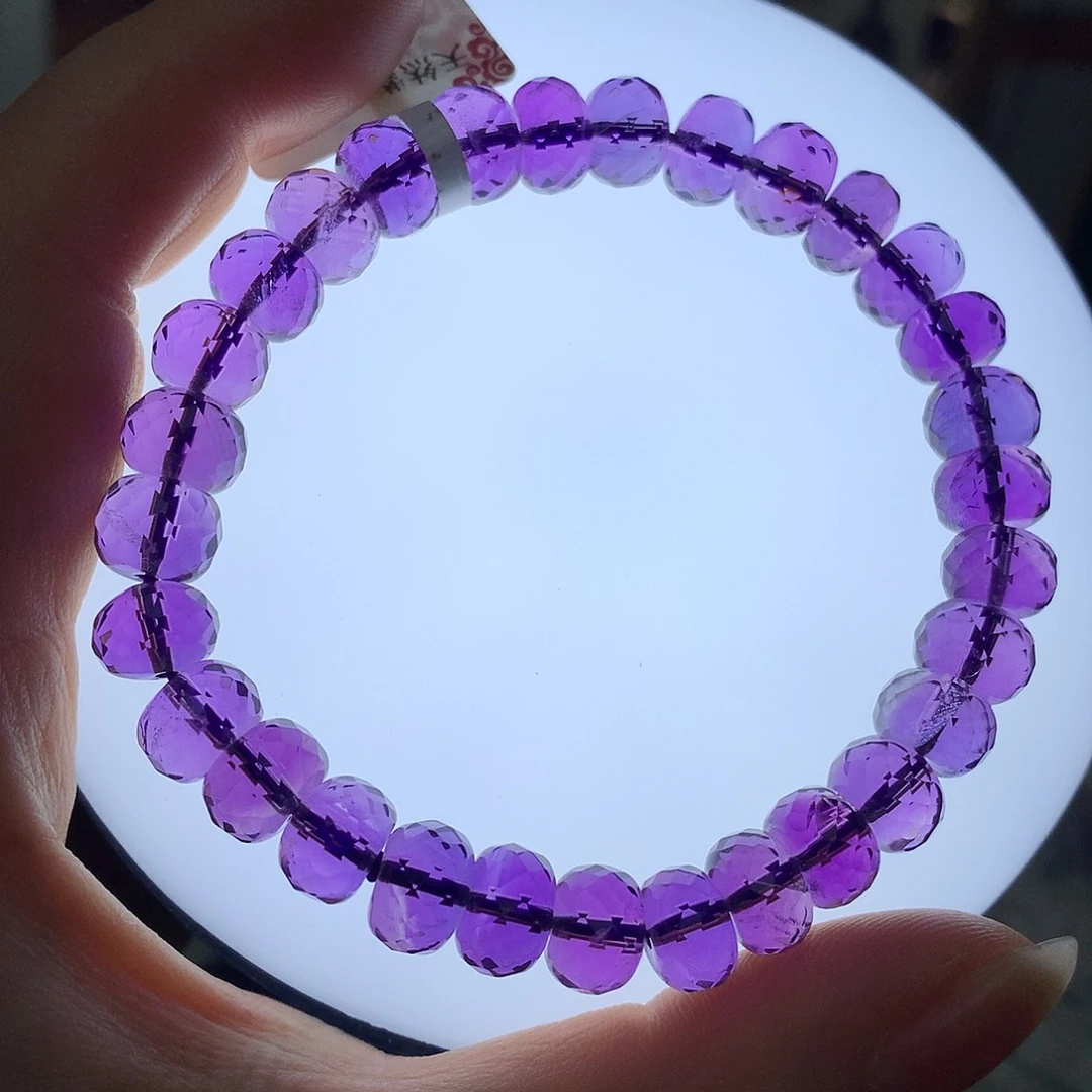 未镶嵌紫晶珠宝半成品L 乌拉圭高品质算盘手串