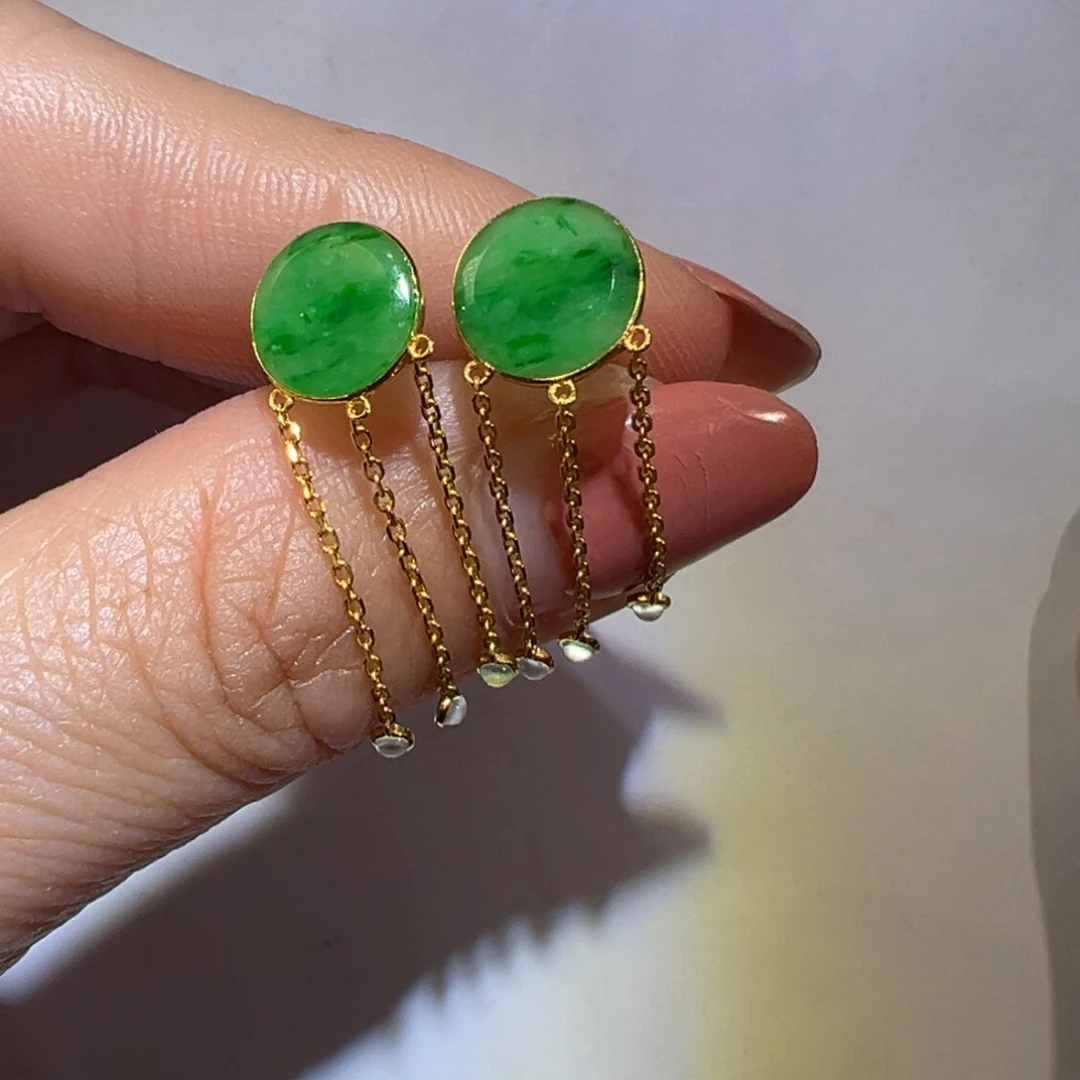 翡翠颈饰18K金镶嵌耳环