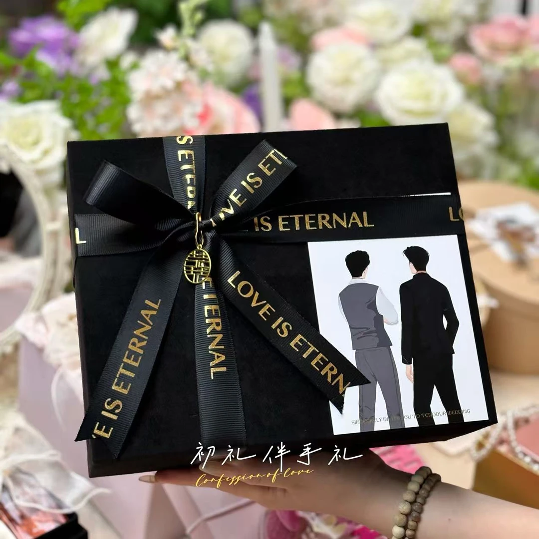 黑色麂皮伴郎伴手礼男女CP款送对象生日礼物