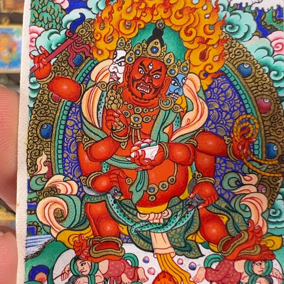 上***！吊坠黄财神唐卡绘画作品