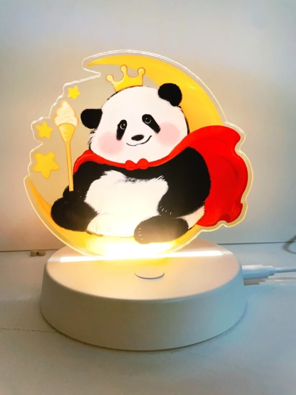 【原创插画大熊猫花花周边】可爱家用小夜灯台灯亚克力装饰灯氛围灯