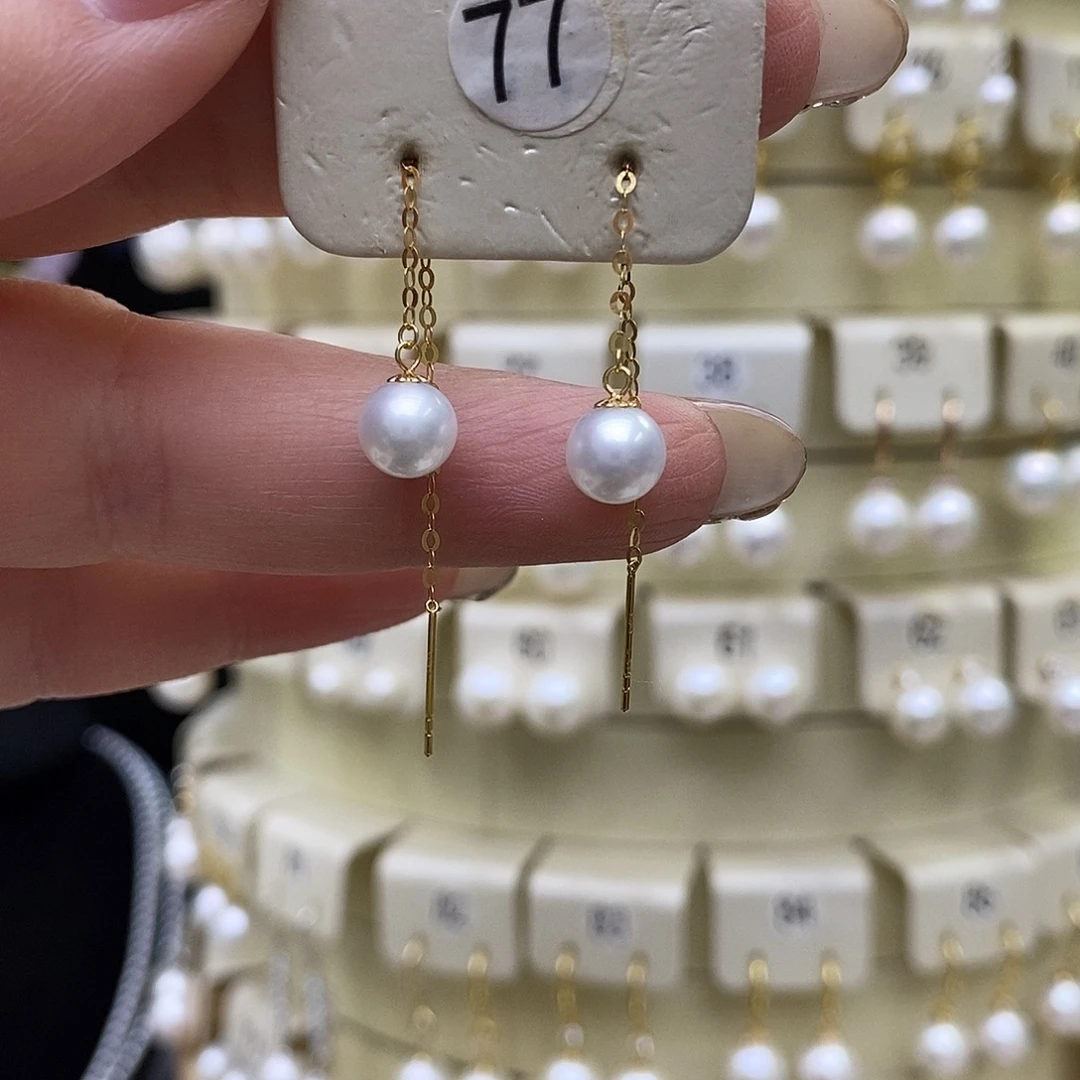 耳饰淡水珍珠18K金镶嵌