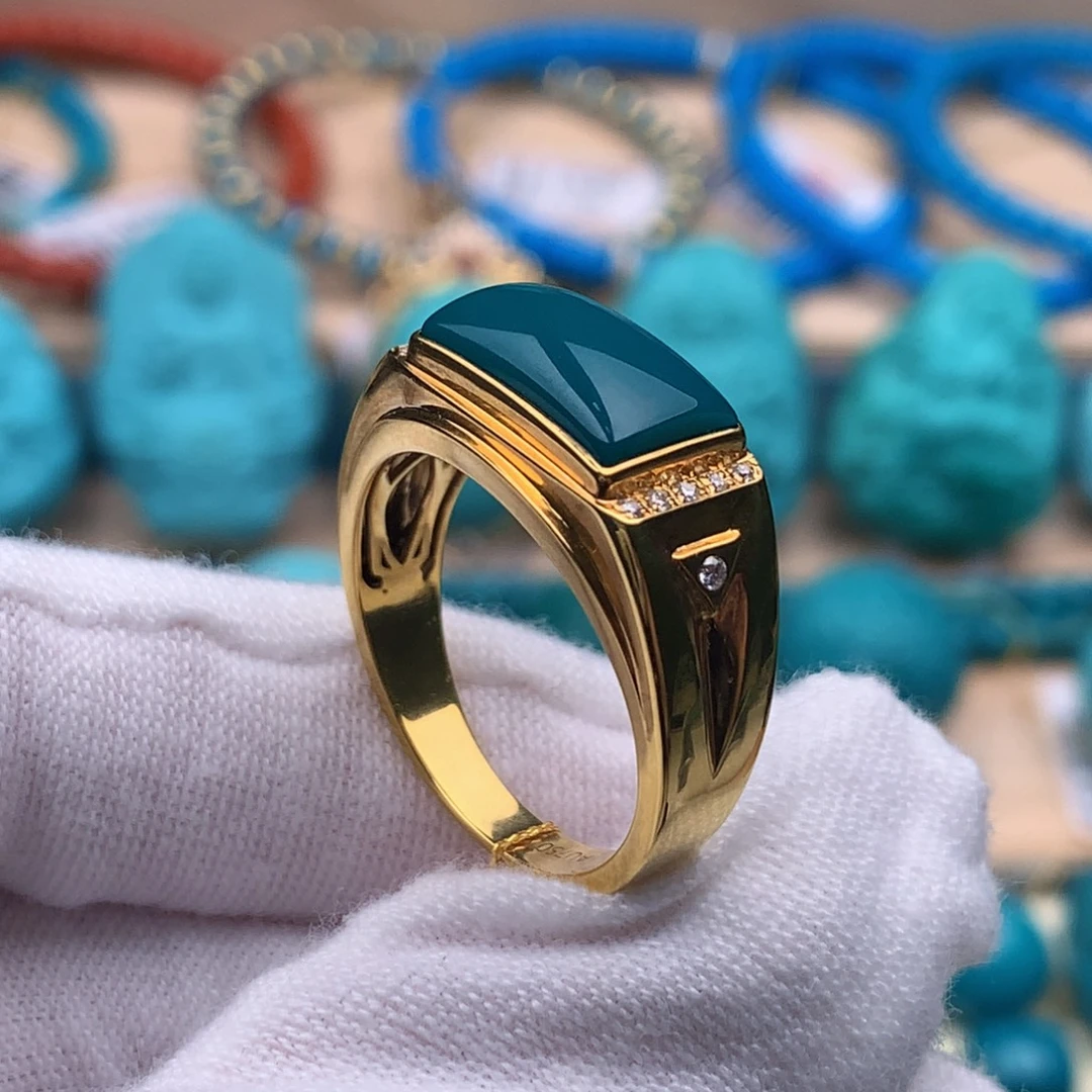 绿松石18K金镶嵌珠宝奇石