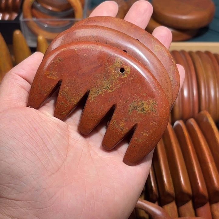 红砭石精品款中号五齿按摩梳