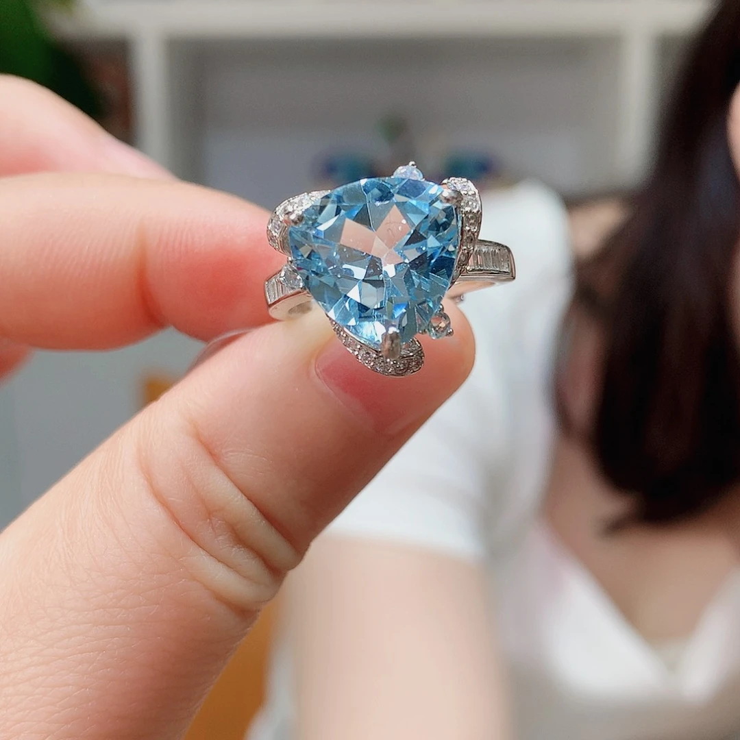 托帕石戒指银S925镶嵌