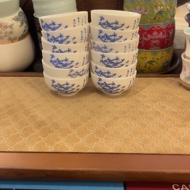 瓷片陶瓷单杯微瑕12个桃花