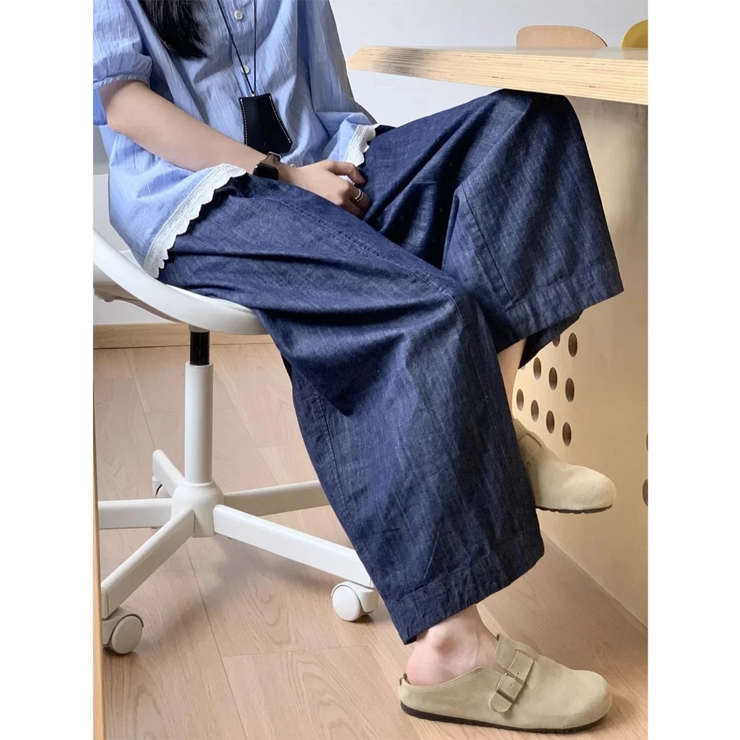 大码高腰显瘦牛仔裤女夏季薄款梨形身材宽松显瘦慵懒松弛感九分裤