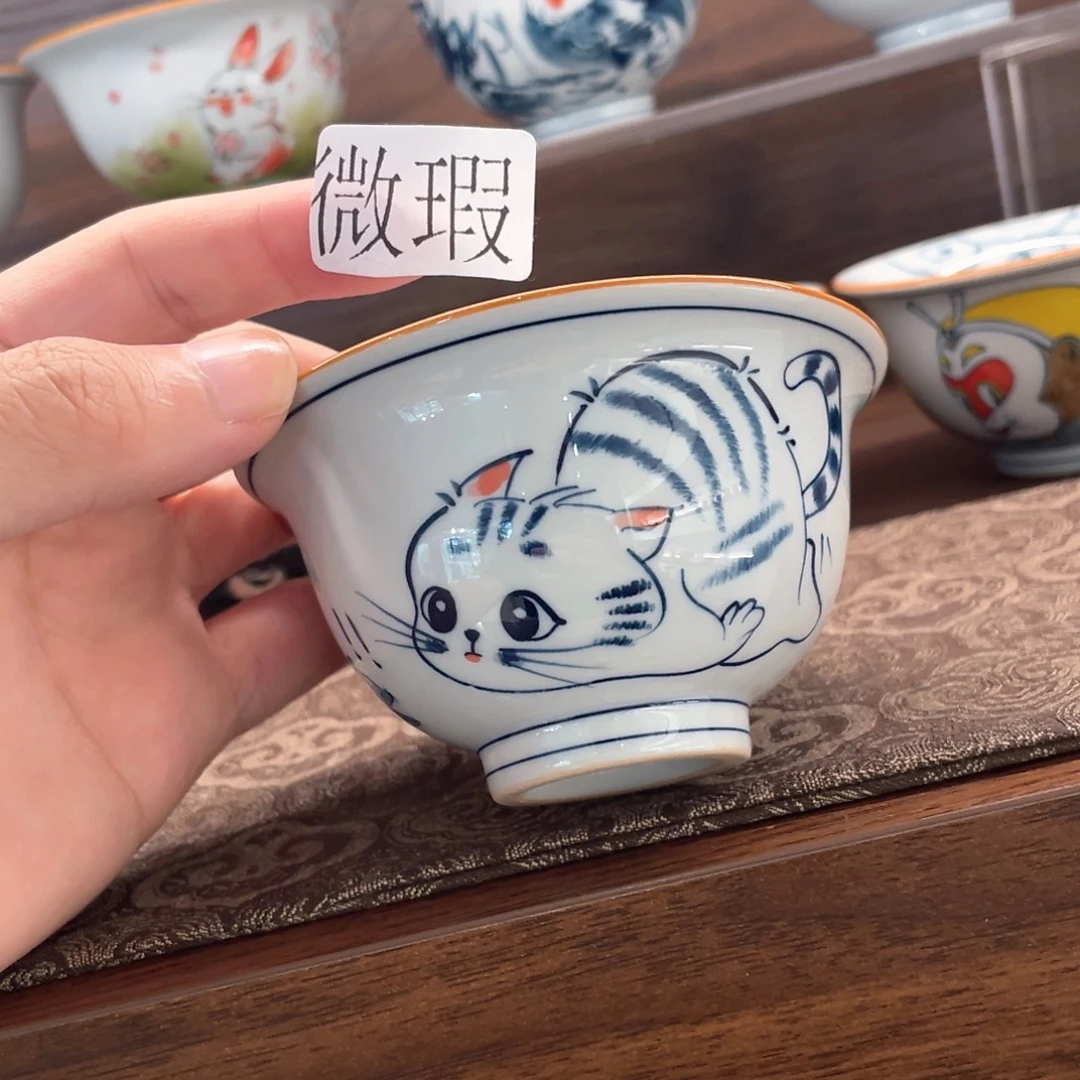 釉下手绘茶具微瑕